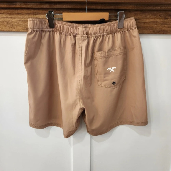 HVIII Brand Goods Board Shorts Tan Mens Size XXL Drawstring Flat Front - Picture 2 of 10
